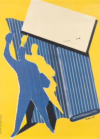 BERNARD VILLEMOT (1911-1989). [ADVERTISING.] Two posters. Circa 1949. Each approximately 61x44 inches, 155x111 cm. Giraudy, Paris.